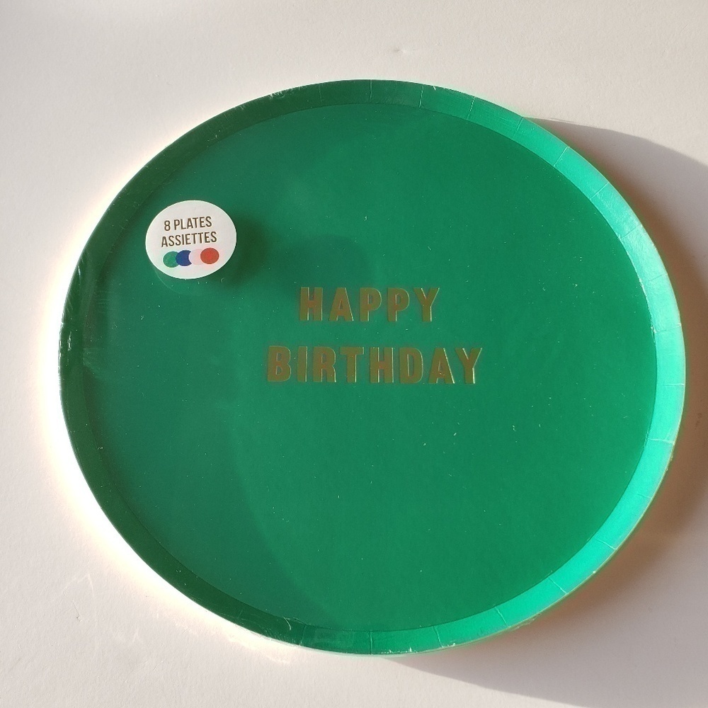 NWT - Meri Meri Round Happy Birthday Plates (set of 16) 10"